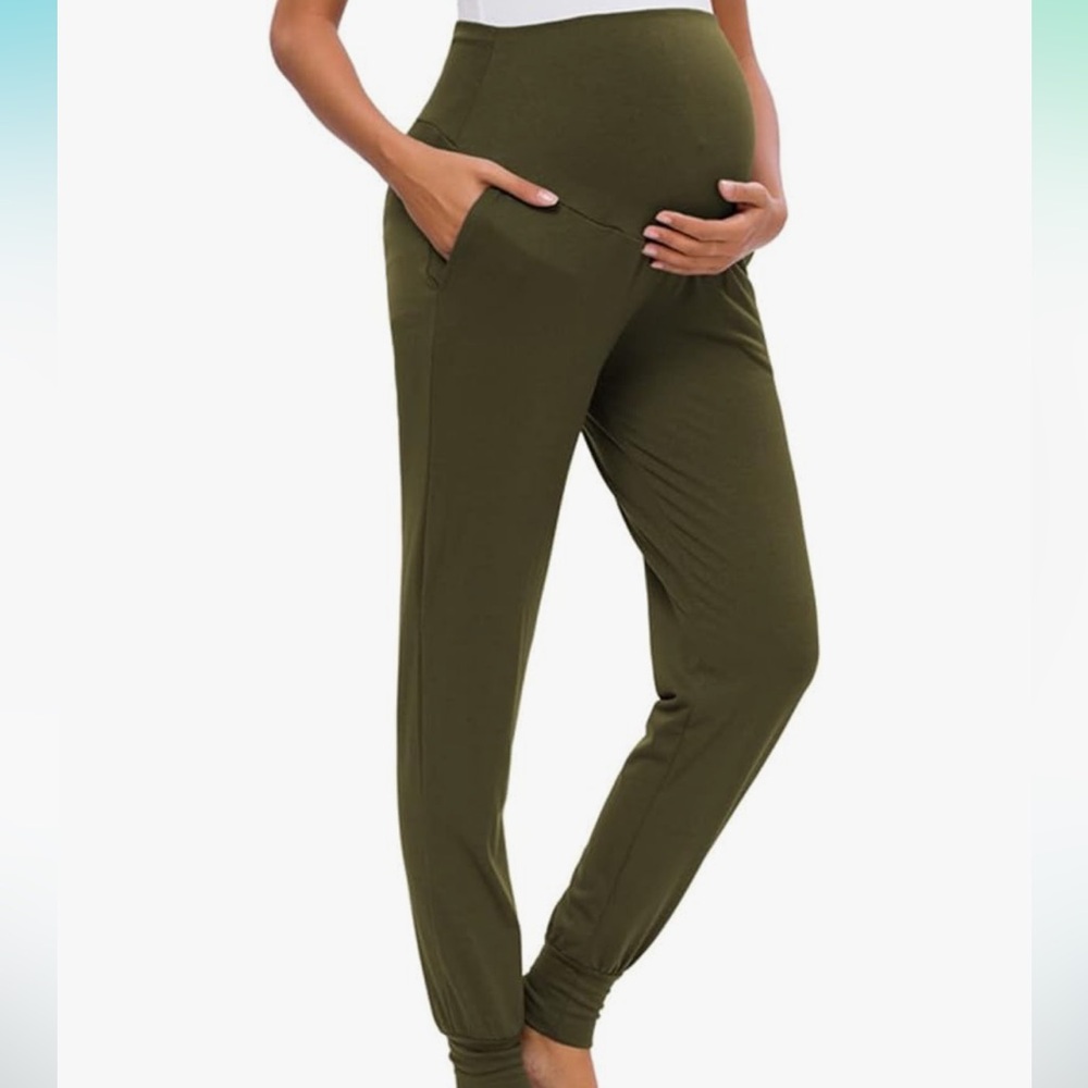 Olive maternity joggers